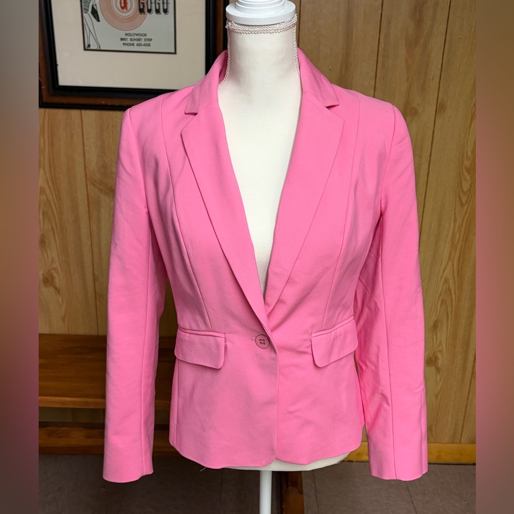NWT New York & Company Barbie Pink Cotton Blend Blazer Size 6